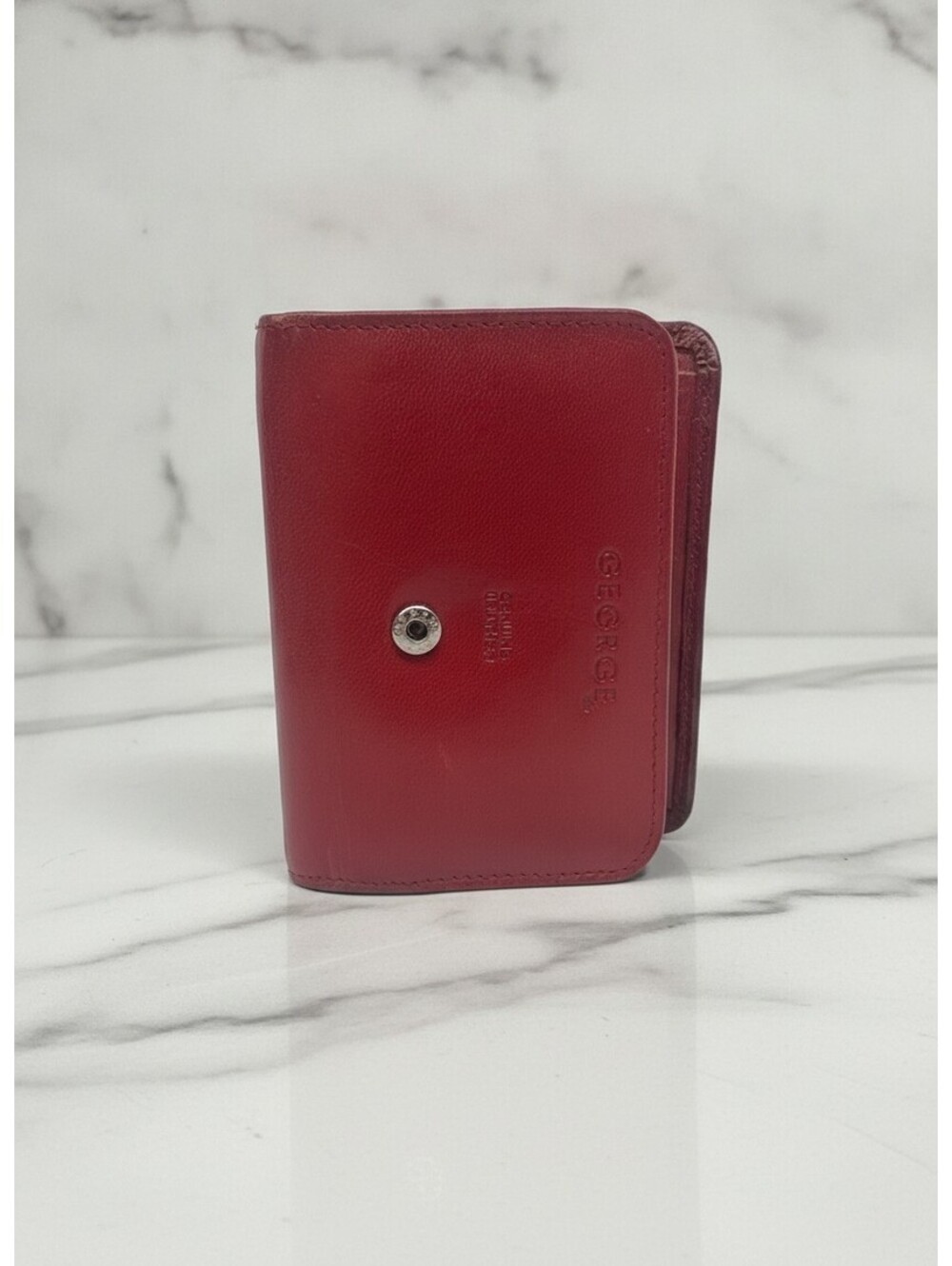 George Red Genuine Leather Trifold Wallet with Zippered Coin Pocket Excellent